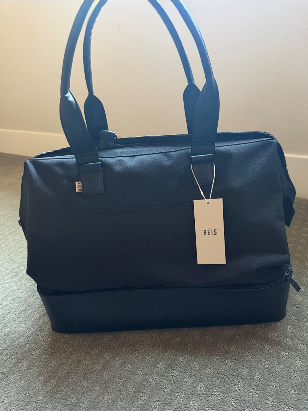 BÉIS Black Weekender Bag with Separate Shoe Compartment